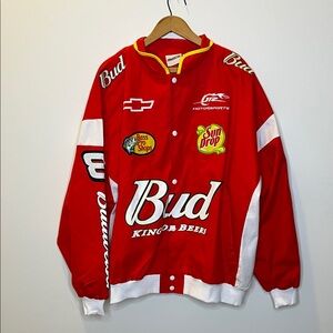 NWT Budweiser NASCAR Racing Varsity Jacket with Snap Front